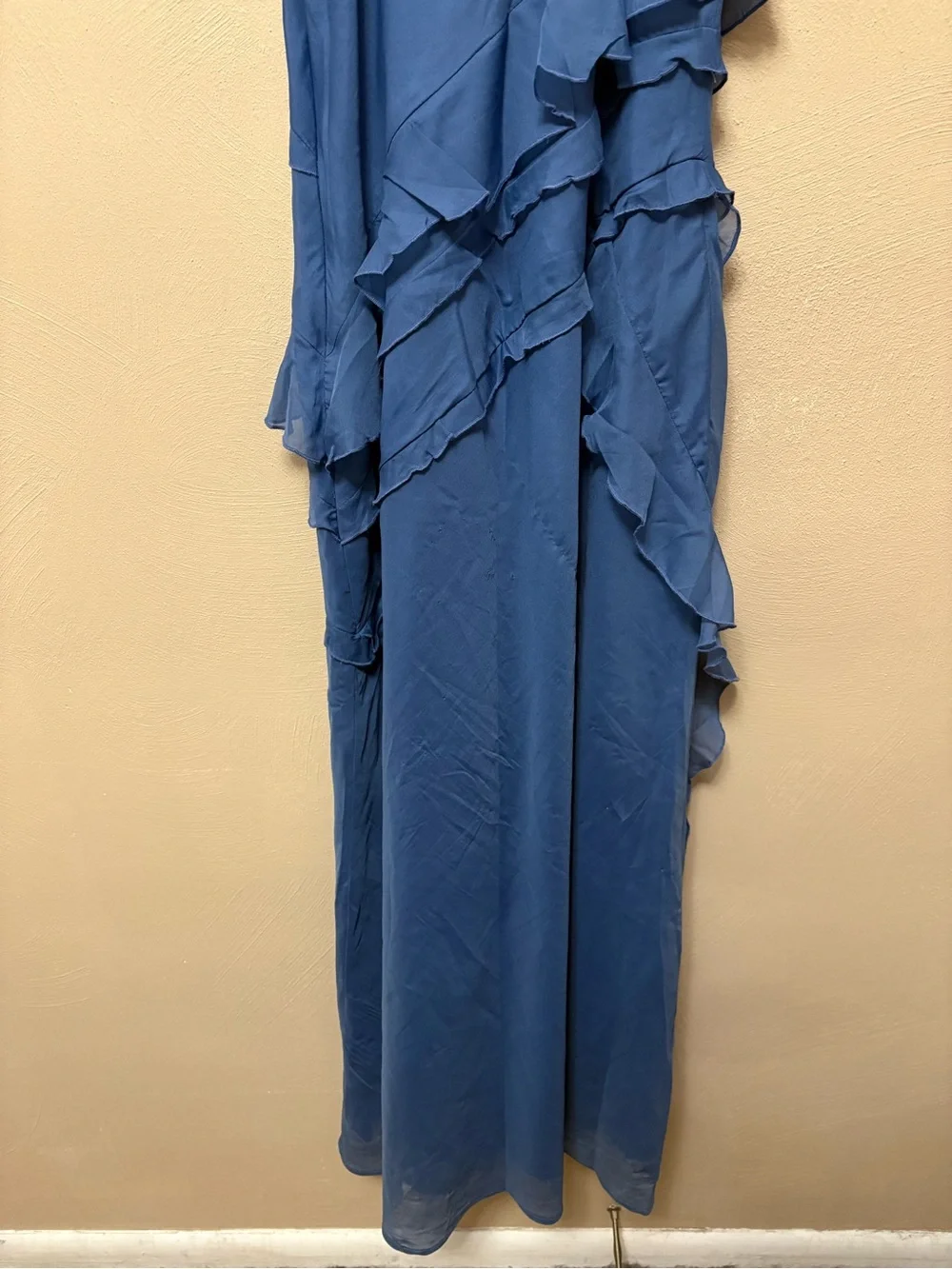 Abercrombie & Fitch Cascading Ruffle Maxi Dress Blue Size Small Petite NWT New